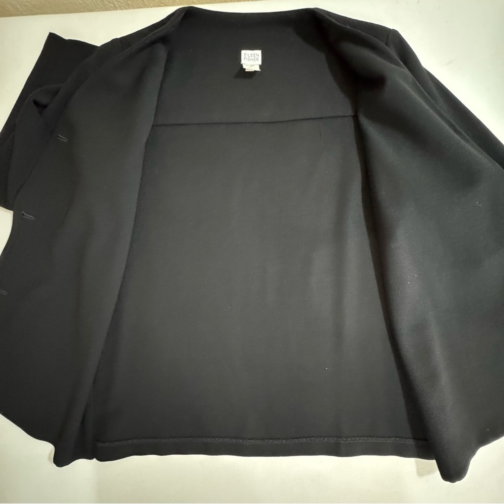 Eileen Fisher Black Blazer Jacket Professional Minimalist Size Small 100% Wool - Picture 8 of 9